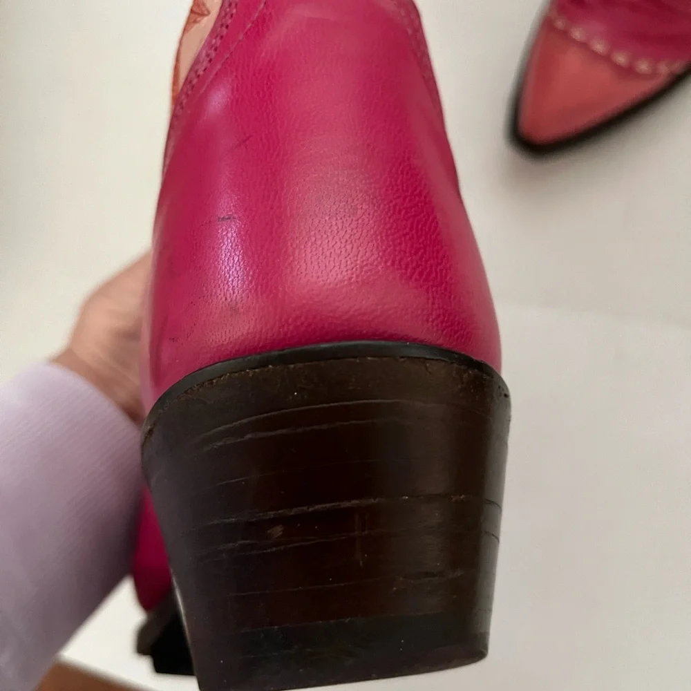 Lucchese Pink Embroidered Western CowgirlBoots - Picture 11 of 15